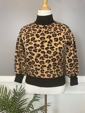 Rachel Zoe Leopard-Print Cowlneck Sweater in Tan and Black
